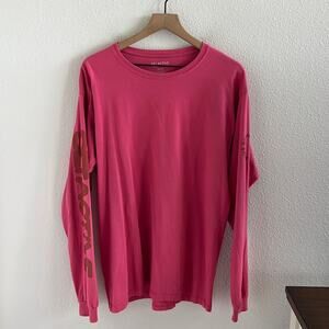 SET Active Pink Long Sleeve Crewneck Top Shirt Tee Spellout Arm OS/M